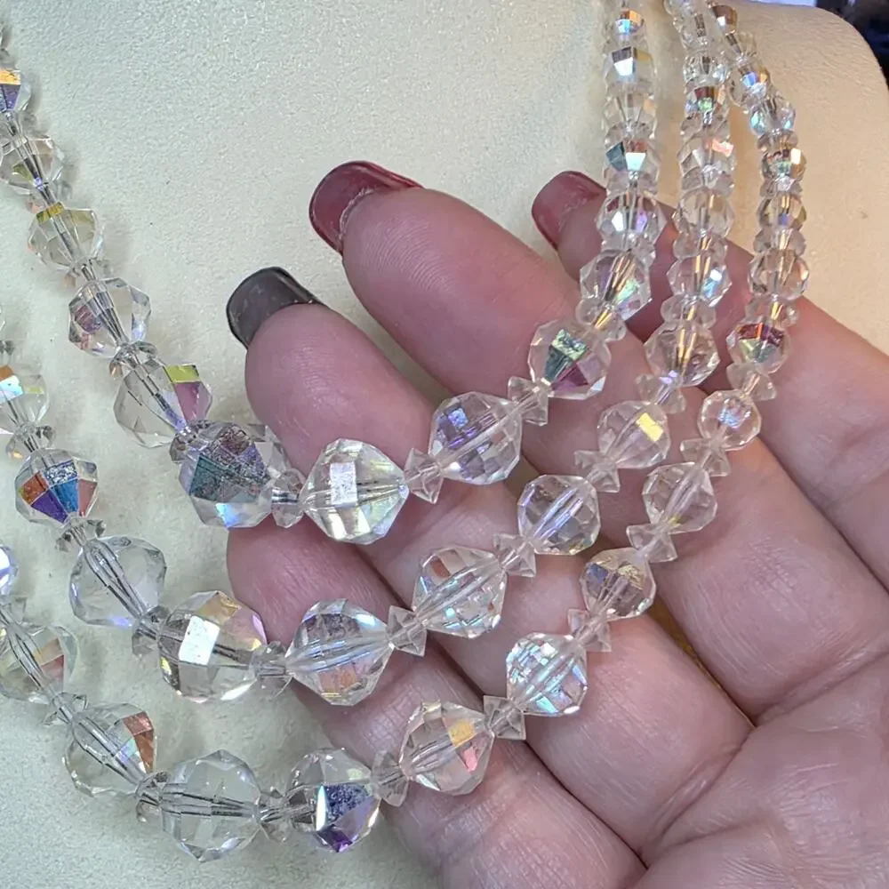 Vintage Laguna AB Crystal 3-Strand Necklace 502 - Picture 3 of 7